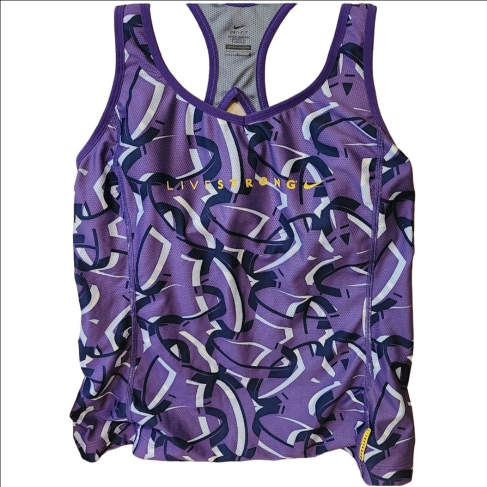 Nike LIVESTRONG Purple and Yellow Tank Top With Built In Bra